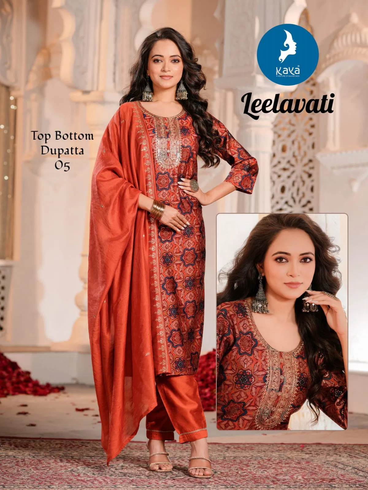 Leelawati By Kaya Modal Printed Kurti With Bottom Dupatta Suppliers In India